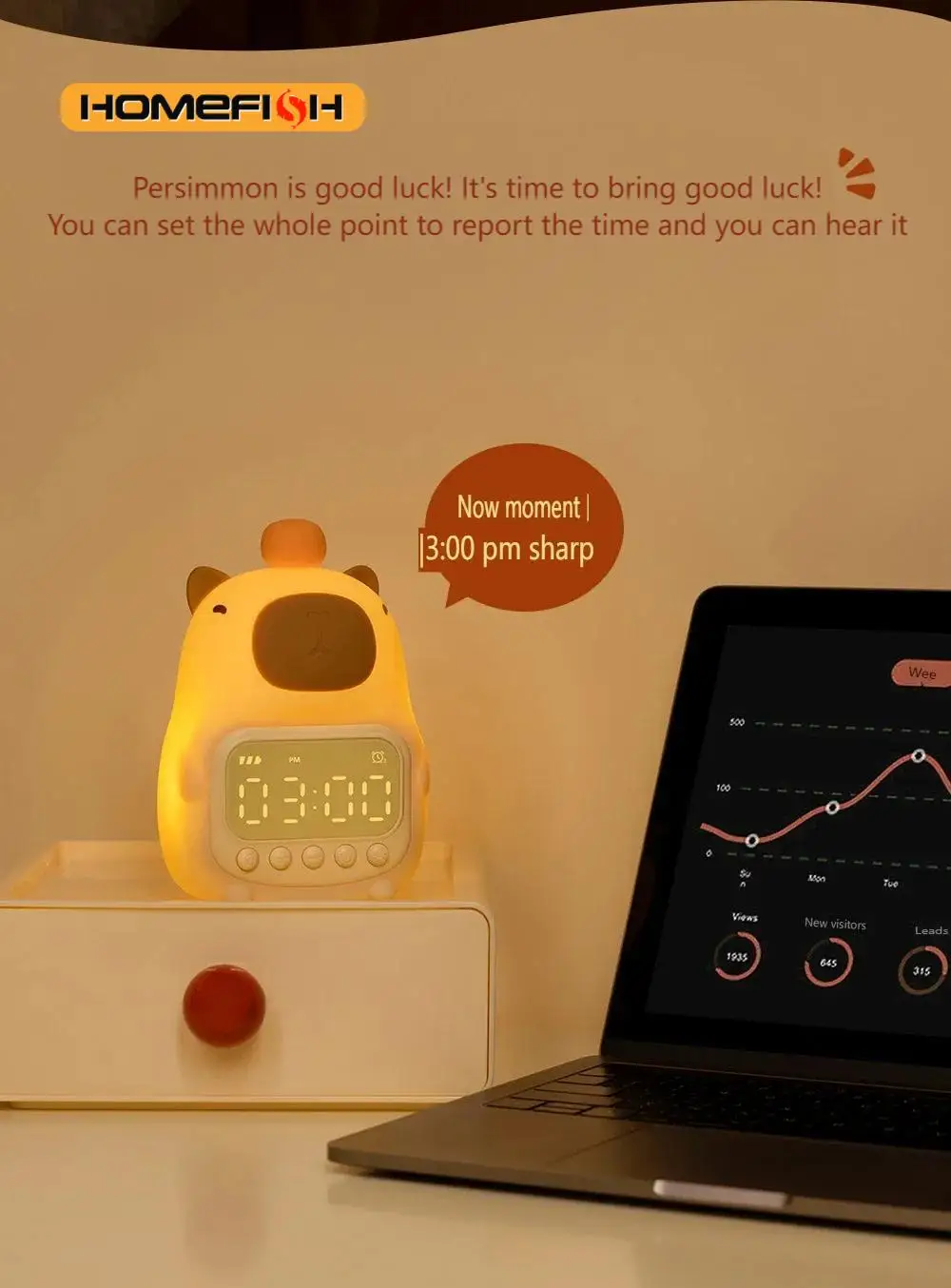 New Capybara Led Night Light Silicone Rechargeable Digital Alarm Clock Dimmable Table Lamp Timing USB Charge Child Birthday Gift image 2