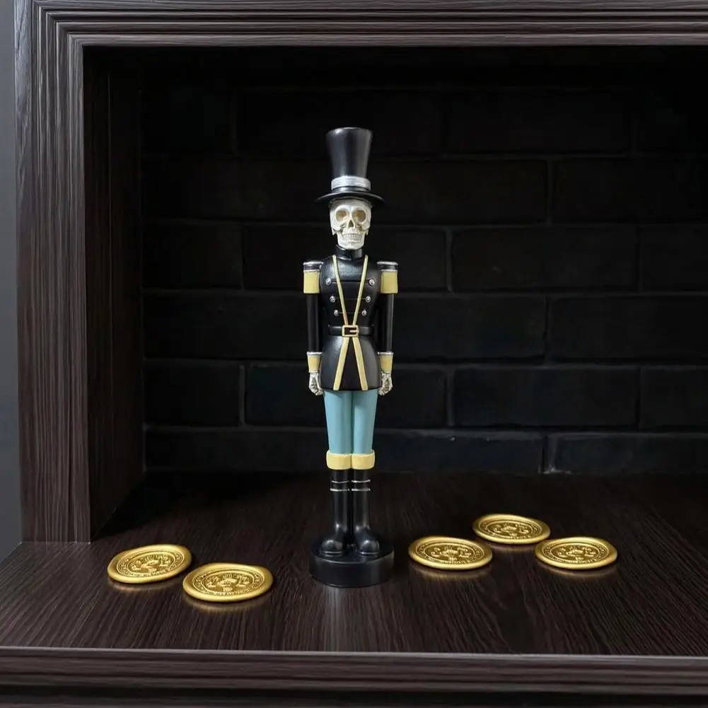 Halloween Nutcracker Ornaments Festive Resin Crafts for Home Halloween Skull Nutcracker Figurine Resin Spooky Soldier for Shelf