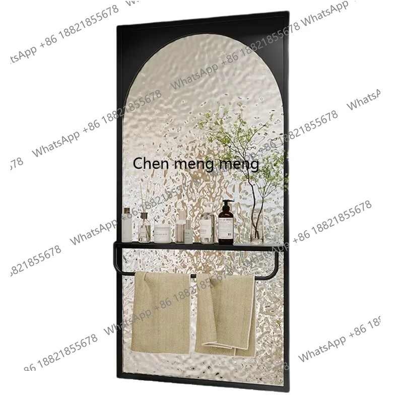 Water ripple glass partition light luxury bathroom screen dry and wet area towel rack