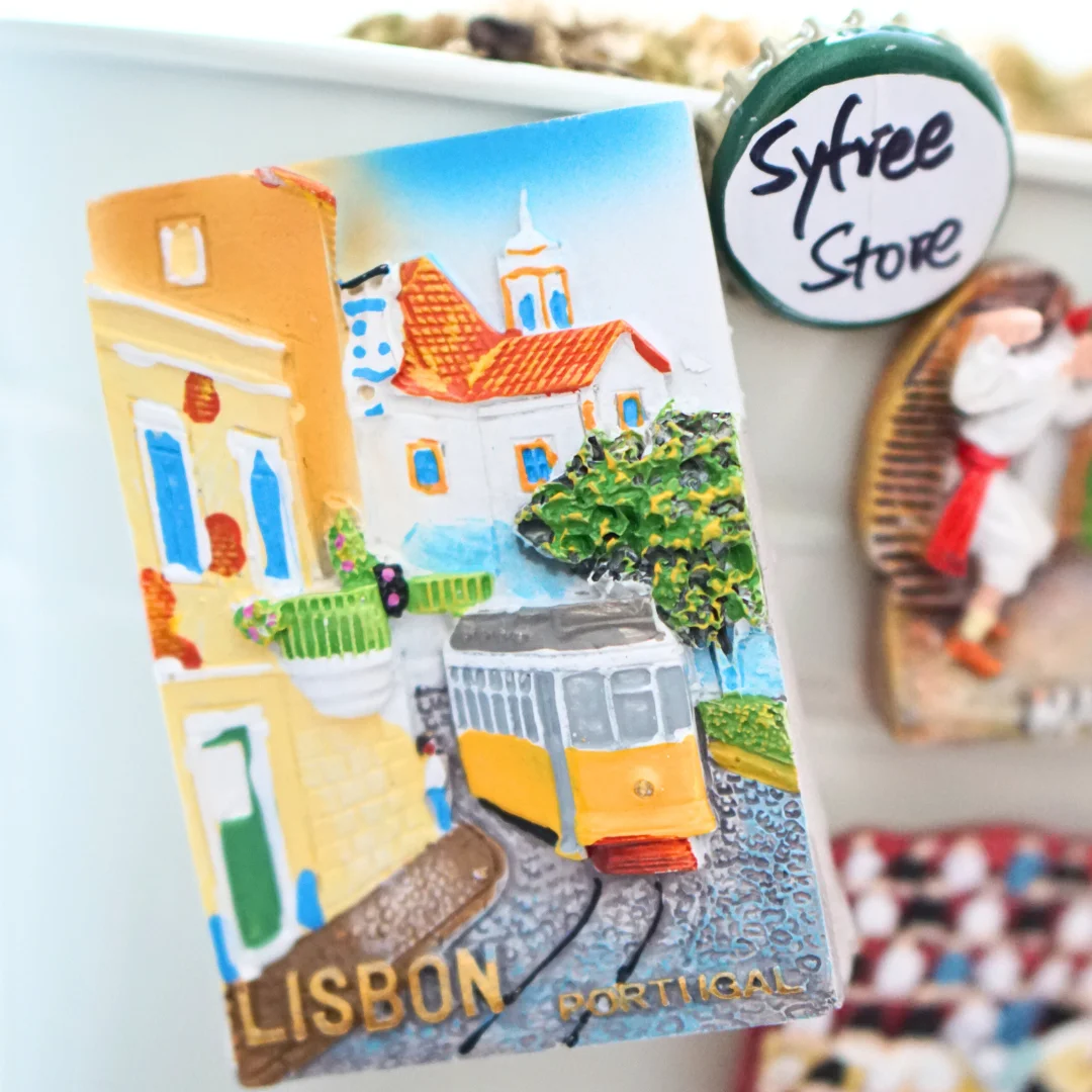 1pc, Portugal Fridge Magnets, Lisbon Madeira Portugal Lisbon Bus Bullfighting Fridge Stickers, Colorful Home Kitchen Decorations