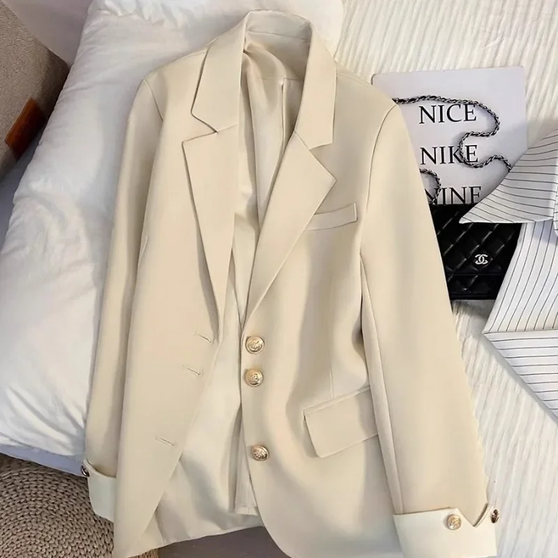 

Ins Blazers for Women Leisure Spring Autumn Minimalist Elegant Girls Korean Style Long Sleeve Button 2024 New Trendy Comfortable