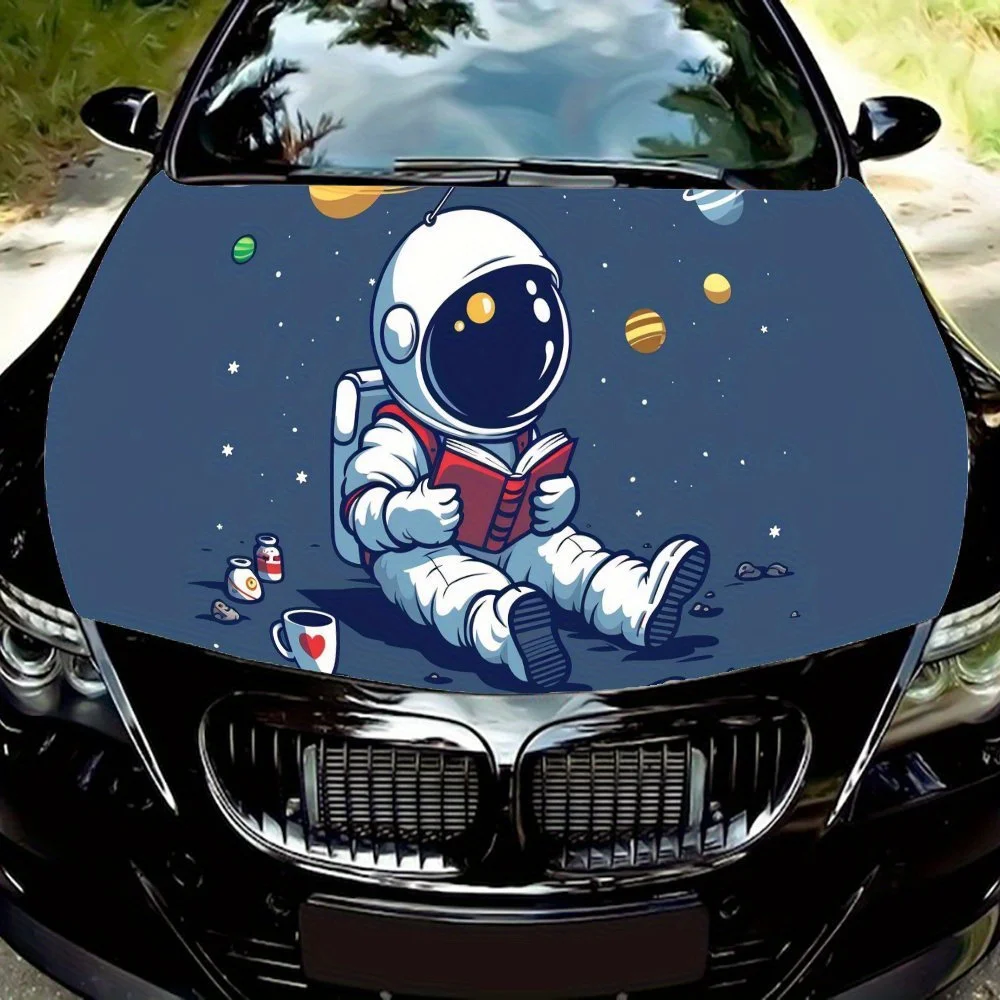 

Reading Astronauts Print car hood stickers, waterproof self-adhesive, scratch resistant, easy to stick, durable car PVC stickers