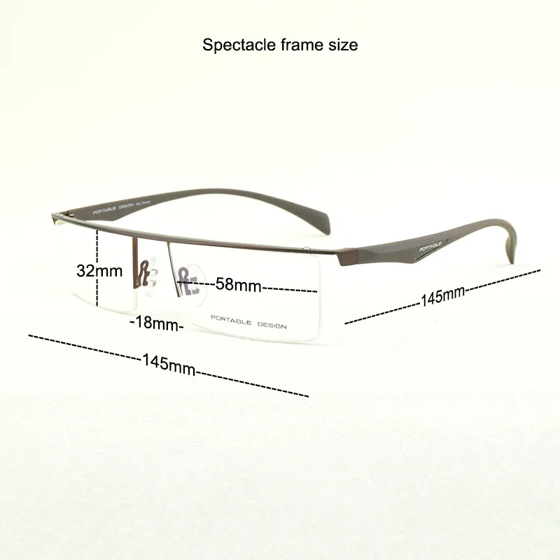 P8332 Business Brillengestelle Männer Brillen Optische Brillengestell Großes Gesicht Brillen quadratische Myopie Retro-brille