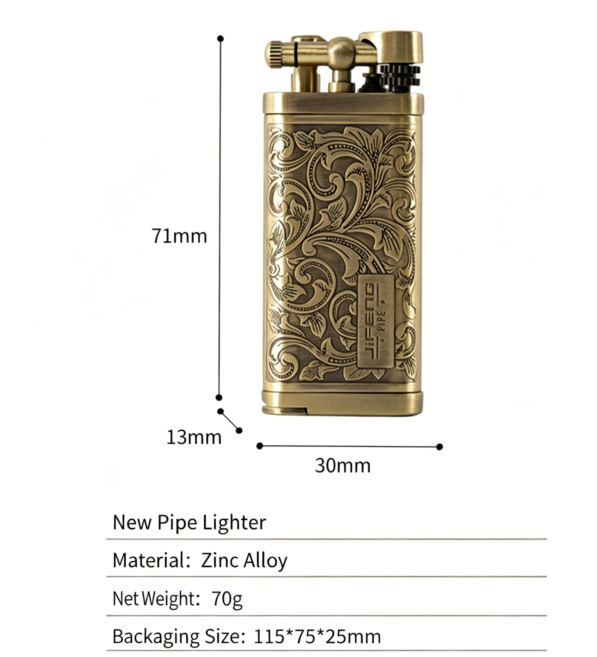 JIFENG-Metal Gas Pipe Lighter Vintage Tobacco Lighter with Rod Zinc alloy material Isqueiro Gadgets Gift