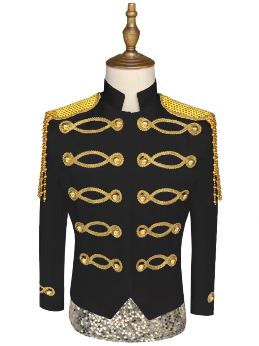 

Men's Court style Embroidery Concet Jacket Stage Host Singer Performance Costumes Male Suits for Singer Nightclub Wear