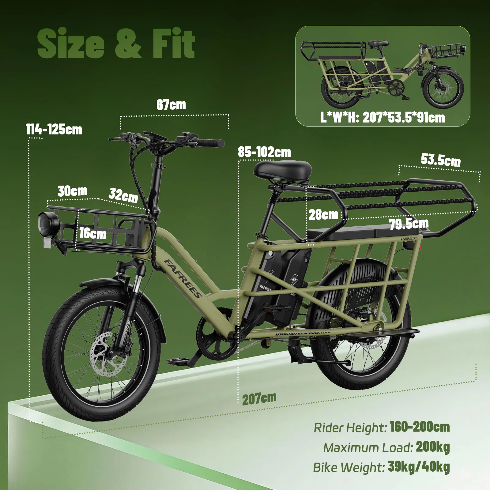 Fafrees FF20 CUV Elektrofahrrad für Erwachsene, 20 x 3,0 Zoll Lasten E-Bike mit zwei 48V 12Ah/15Ah Abnehmbarem Akkus, 25 km/h und Reichweite bis 100-120km – Detail 12