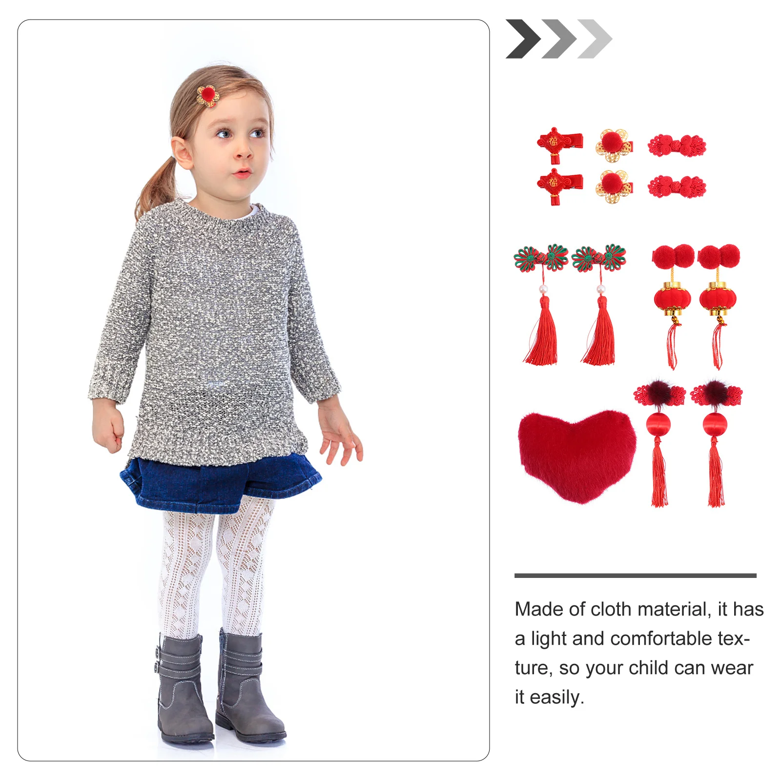 

1 комплект, детский головной убор, яркие праздничные цвета, шикарные новогодние заколки с кисточками, креативный изысканный внешний вид, безопасный прочный подарок