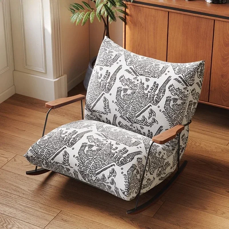 

French antique leisure chair simple single rocking chair living room balcony home villa rocking chair retro style ins