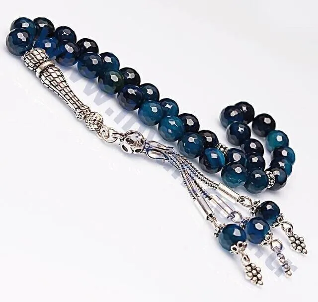 

IQRAH Agate Stone Rosary (925 SETTING SILVER Fasetler)