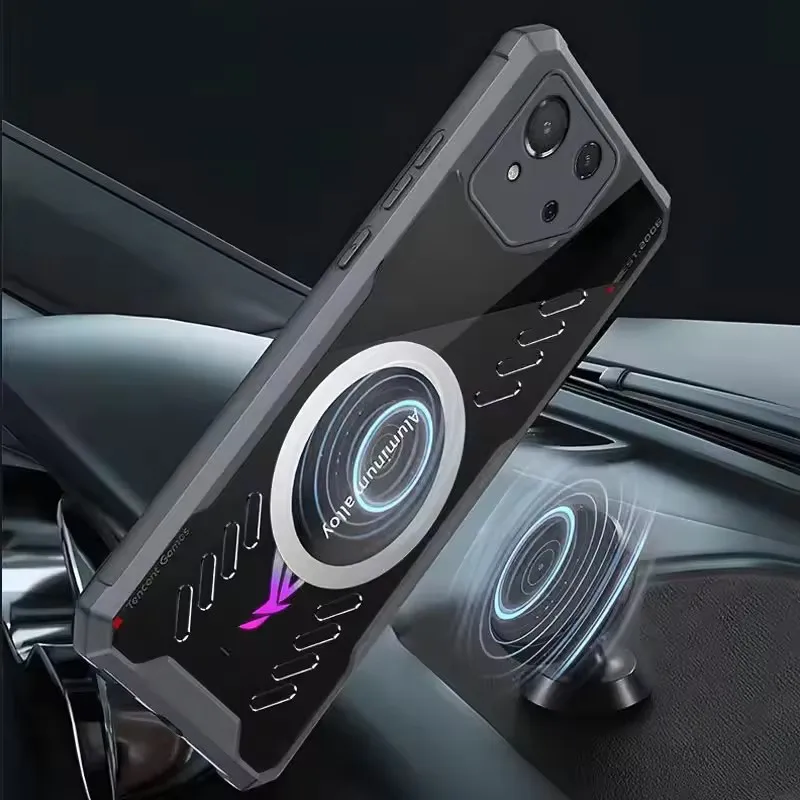 for ASUS Rog Phone 9 8 7 6 6D Pro Case Graphene Heat Dissipation Shockproof Air-bag Magnet Holder Thermal Game TPU Cover Fundas - view 2