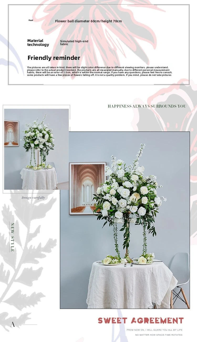 Großhandel Weißer Künstlicher Rosenstrauß DIY Hochzeitsdekoration Fotohintergrund Kunstblumen für Bankette Bankettdekoration – Detail 8