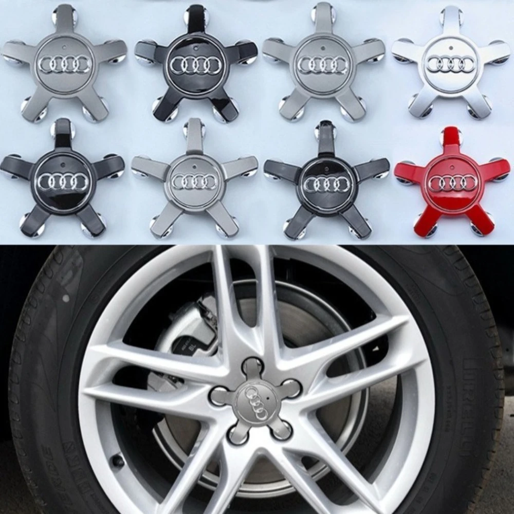 

For Audi A4 A6L Q5 Q7 Models 5 Claw Wheel Center Caps Hub Caps Covers Tyre Caps 4PCS Set Replacement Exterior Auto Accessories
