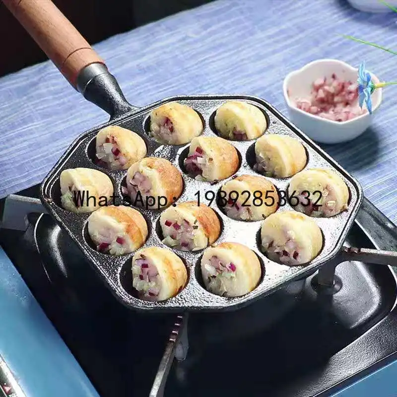 

Uncoated cast iron octopus ball grill pan for home non-stick pan mold grill pan induction cooker