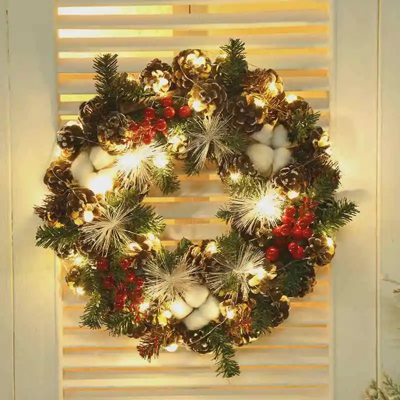 Christmas wreath decoration door hanging festival scene showcase tree hanging decoration 40CM with lights