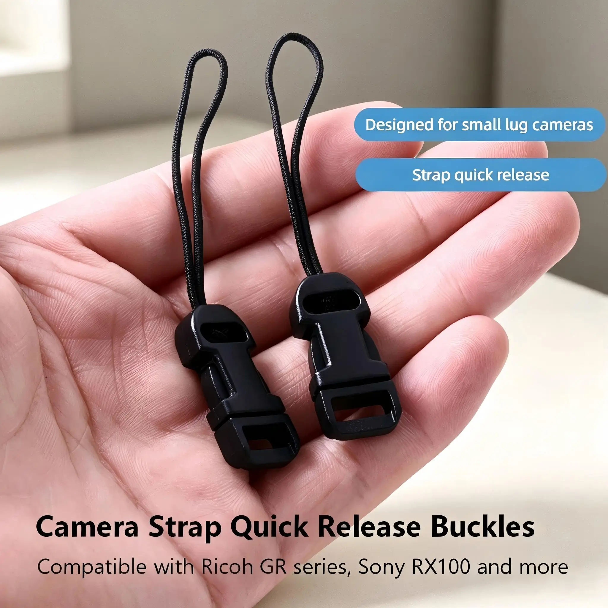 Mini Camera Strap Quick Release Buckle Set, Small Lug 2 Pack Nylon Adapter, For Fujifilm X-T30 Sony ZV-E10 Canon R50 Nikon Z50