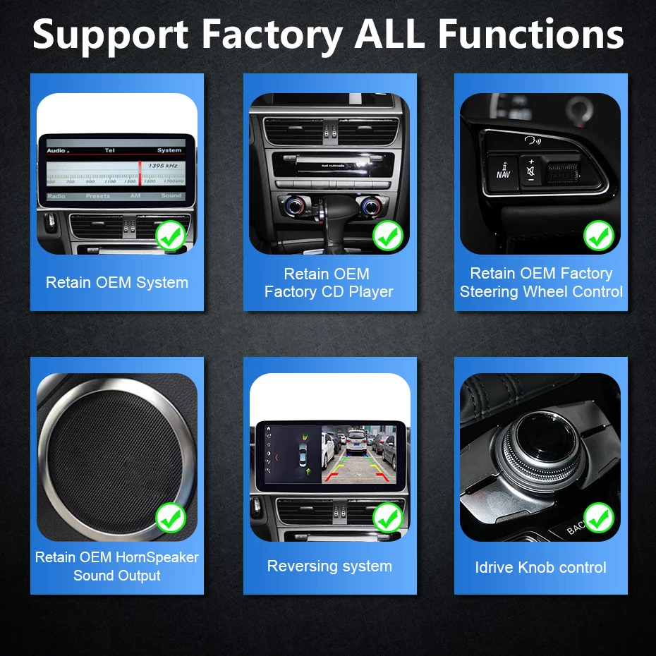 8,8' Linux Multimedia-Bildschirm, kabelloses CarPlay, Android Auto, Autoradio für Audi A5 2009-2016, AutoLink, AirPlay, Bluetooth, Navigation – Detail 5