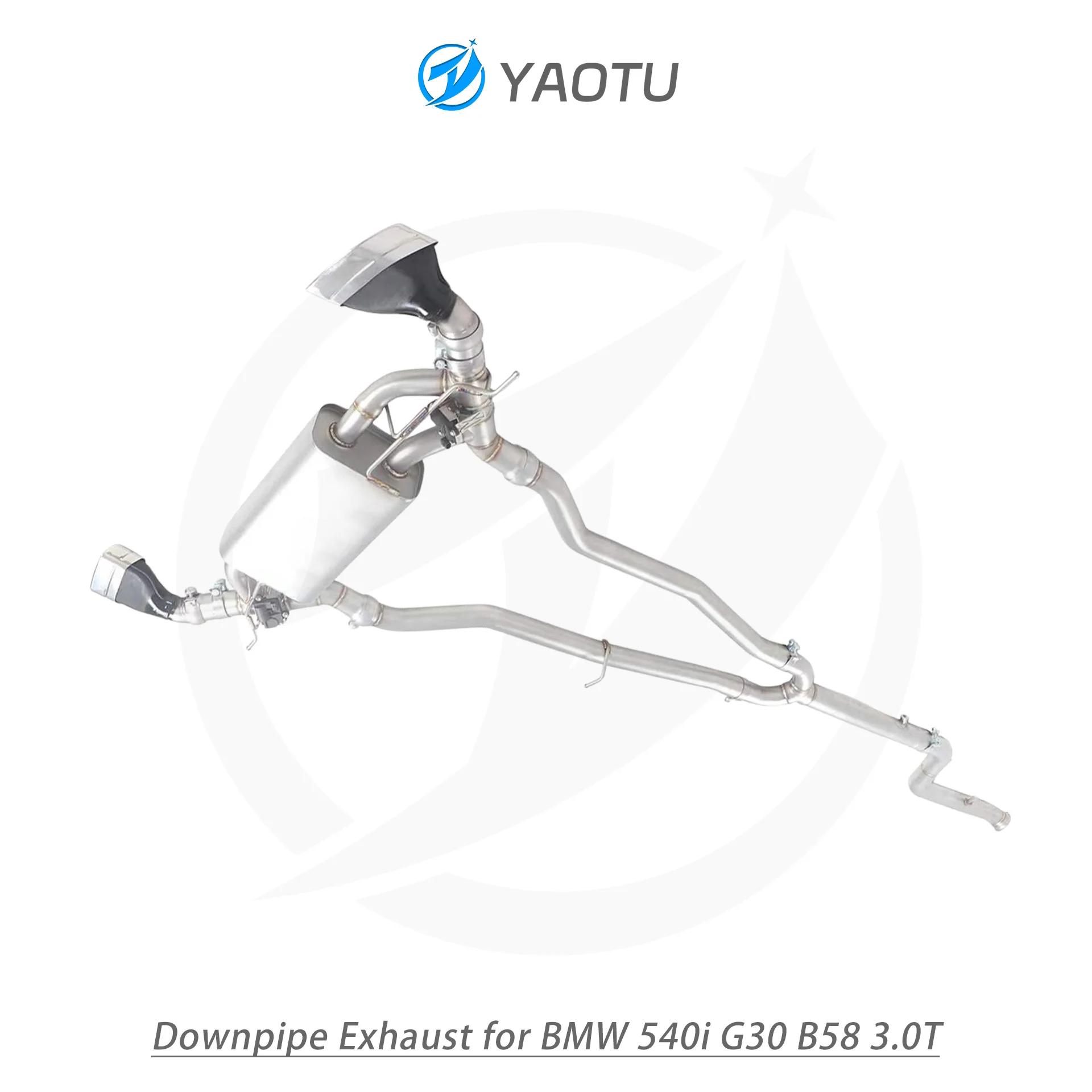 YT Exhaust Pipes 304Stainless Steel Catback Valvetronic Muffler Dual Resonator for BMW 540i G30 B58 3.0T