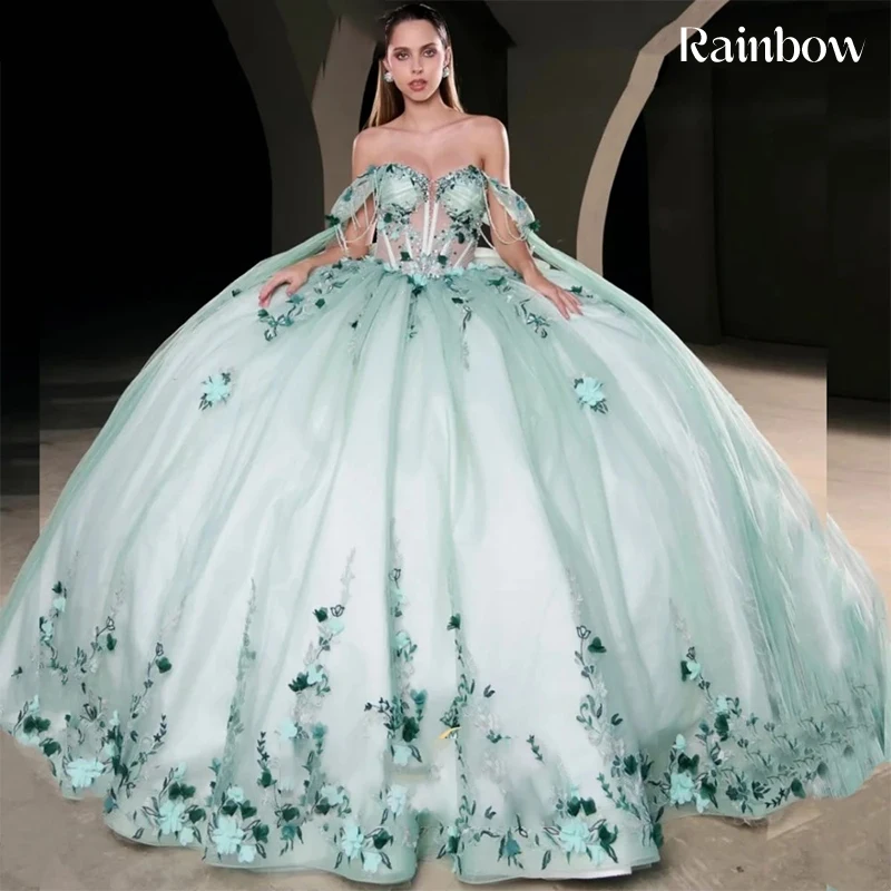 

Off The Shoulder Quinceneara Dress Ruffled Organza With Embroidered Lace Prom Party Gown Sleeveless Customized Vestido De Noche