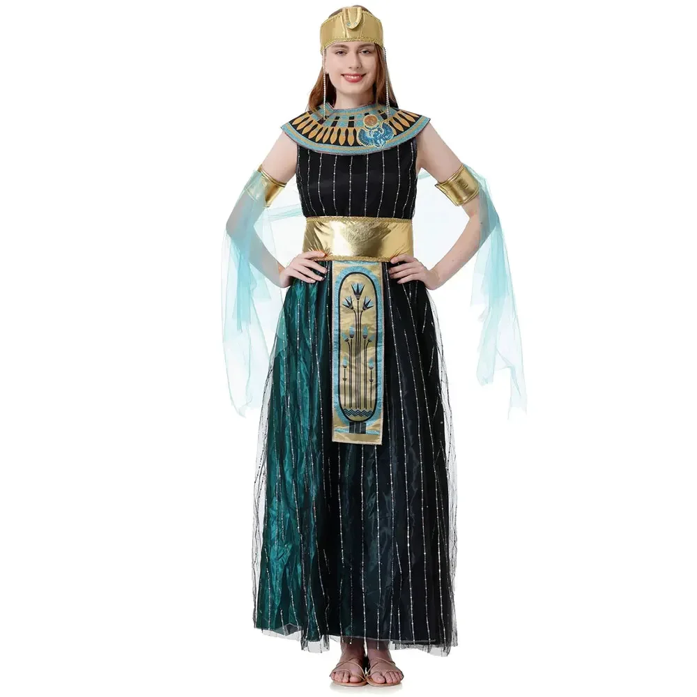 

Adult Women Egyptian Goddess Cosplay Costume Halloween Cleopatra Roleplay Dress Up Holiday Party Pharaoh Fancy Dress Rave Outfit