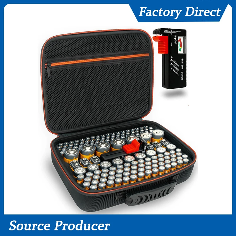 Hard Battery Organizer Storage Box Carrying Case Bag Containers Holder Holds 150+ AA AAA C D 9V with Battery Tester BT-168