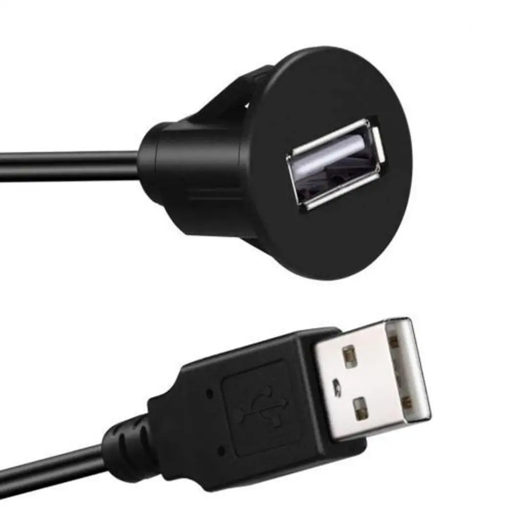 Car USB Splitter Extension Cable PVC Male-female Panel Mount Usb Extender Adapter for Dashboard Input