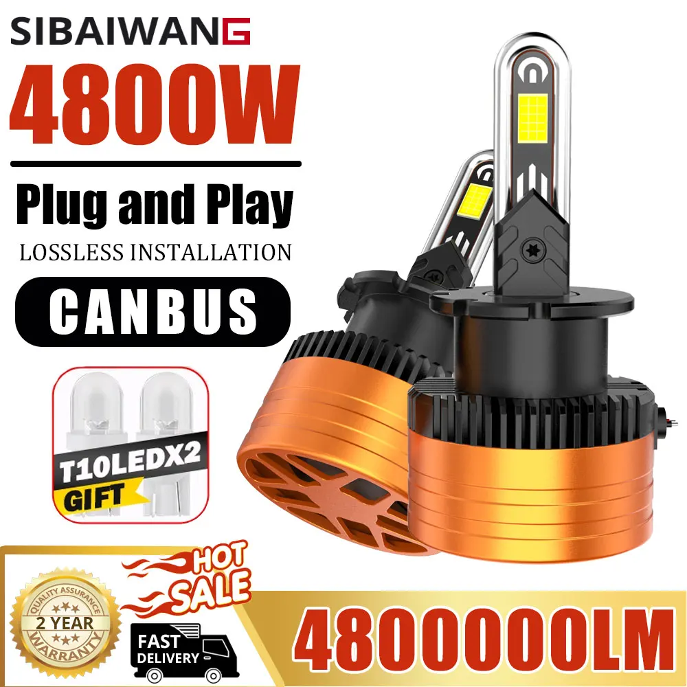 

Car D2S D4S LED Headlight Bulb Canbus 4800W D1S D3S LED Lamp 6000K Car Light Turbo HID D1R D2R D3R D4R Plug&Play 12V