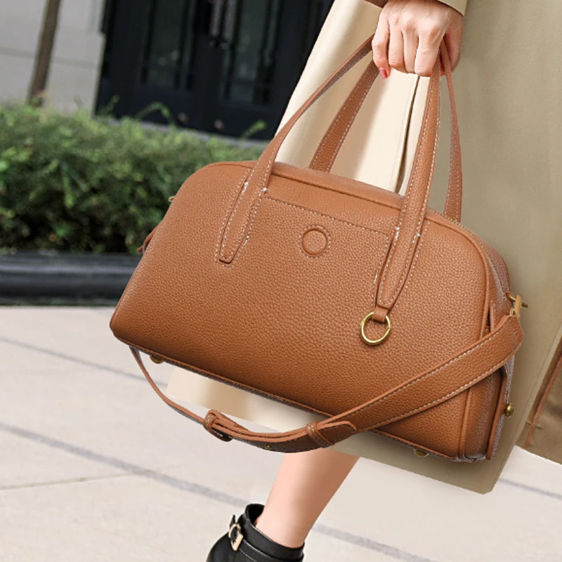 

Ретро Бостонские сумки для женщин, роскошная дизайнерская сумка и кошелек, новинка 2025 года, сумка через плечо с верхней ручкой и пуговицами из искусственной кожи