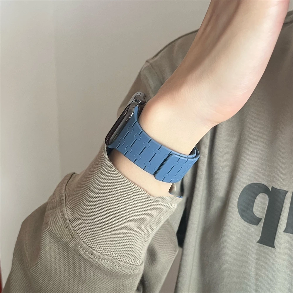 Apple Watch用マグネット,超ソフトシリコンバンド,iwatch用,9, 8, 7, 6, 5, 4,3,2,se,41mm, 49mm 45mm、44mm、42mm、40mm、38mm