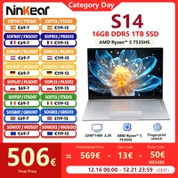 Ninkear S14 Laptop Tablet AMD Ryzen™ 5 7535HS 14 Inch 16GB LPDDR5 1TB SSD Computer Notebook Wifi 6 Supports Fingerprint Recognition