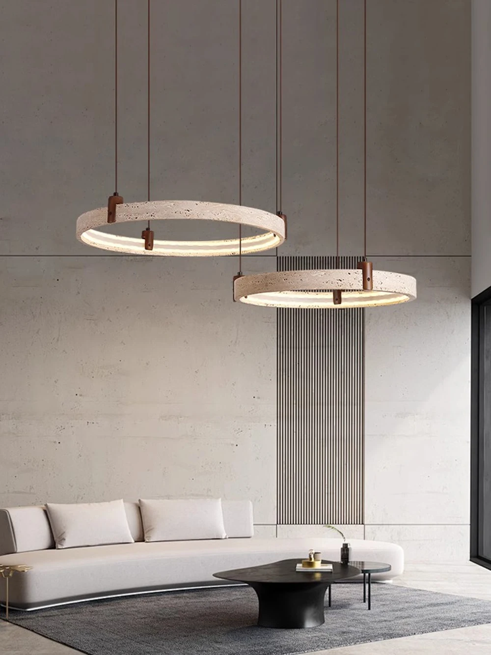 

High-end minimalist Natural stone circular creative chandelier,Lustre Dining room ceiling lighting decorative Led fixtures
