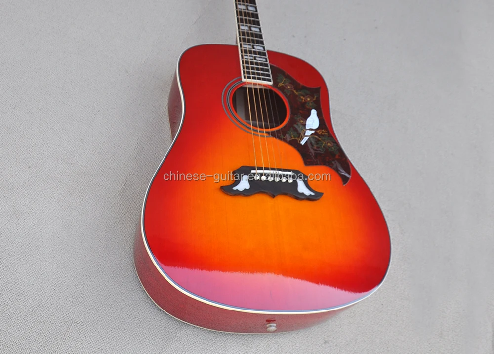 Flyoung Cherry Sunburst 41 Inch Acoustic Guitar Top Solid Classical Guitar Stringed Instruments