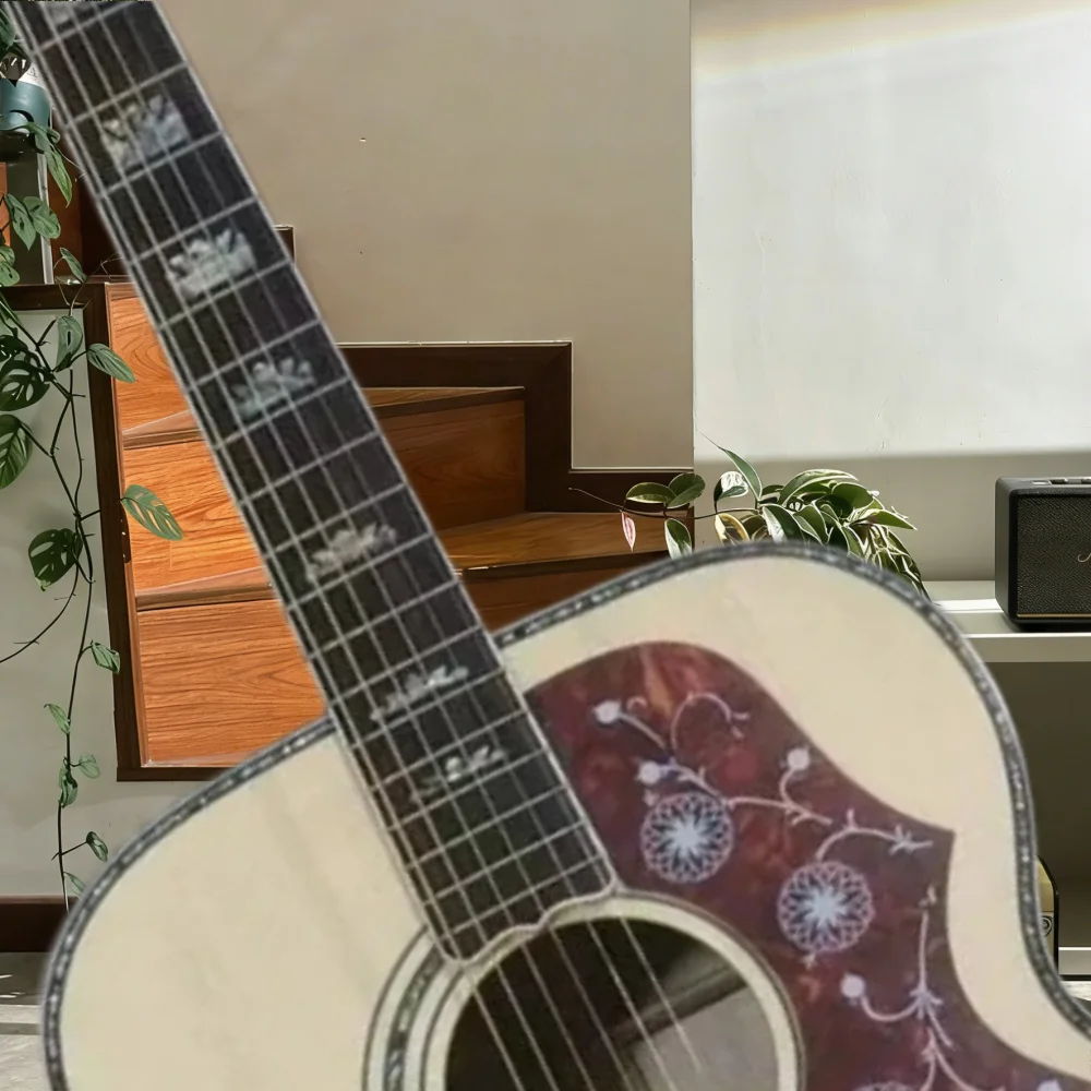 

Акустическая гитара J-серии 43 дюйма, белая, с корпусом из сосны Asperata, унисекс, с красной защитной пластиной, цвет Country Blues, цельный верх, бесплатная доставка