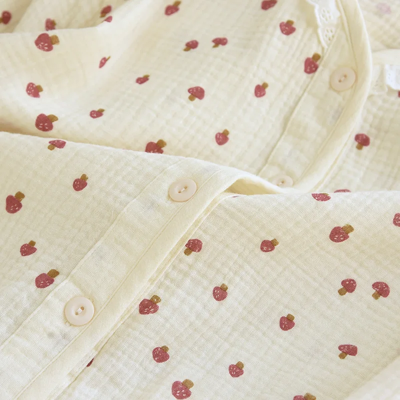 Baumwolle Cardigan V-Ausschnitt Nachtwäsche Kleidung für Frauen Frühling und Herbst lang ärmel ige lange Hosen Frauen Pyjama Home Anzug – Detail 8