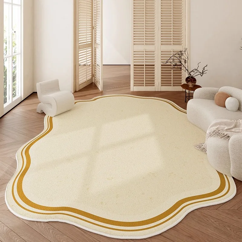 

Напольный коврик для гостиной, нескользящий водонепроницаемый грязеотталкивающий ковер, минималистичный ковер с желтой линией, коврики неправильной формы для домашнего декора