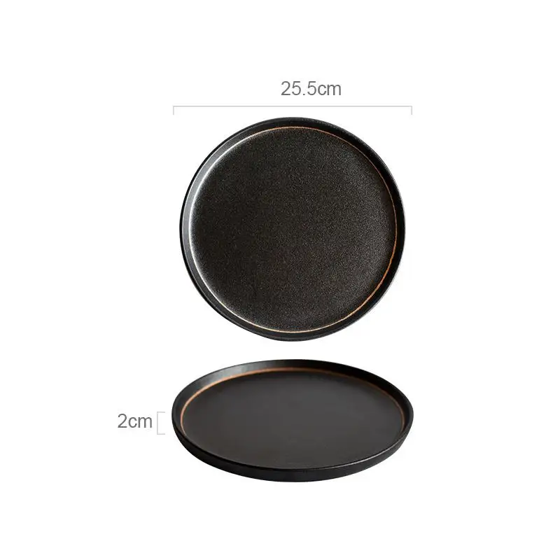 Ceramic Pasta Steak Plate Retro Sashimi Sushi 8.5/10 Inch Kitchen Round Tableware Cooking Dish Snack Dessert view 5
