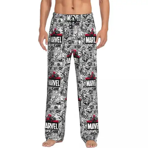 Anpassade tryckta pyjamasbyxor med Deadpool-mönster för män, animerade pyjamasbyxor med fickor 12 best sales deadpool-byxor - №11
