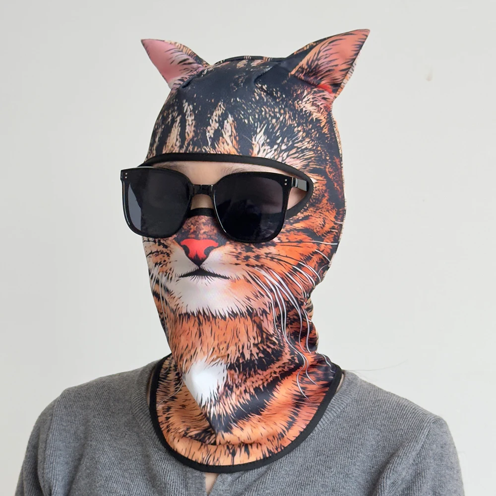 

3D Cat Printed Full Face Neck Sun Mask, Breathable Quick-Dry UV Protection for Outdoor Cycling & Motorcycle