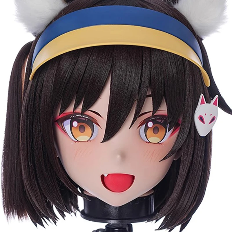 Cerradura de diadema completa, máscaras de resina de muñeca travesti completa personalizadas, personaje de dibujos animados Kig Cosplay, máscaras de Kigurumi de Anime japonés