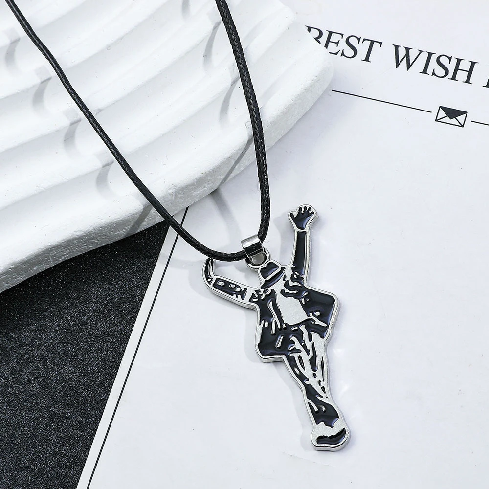 Classic Pop Star Singer Michael Necklace Dancing Jackson Enamel Pendant Necklace Fans Monumental Jewelry Accessories Gifts image 4
