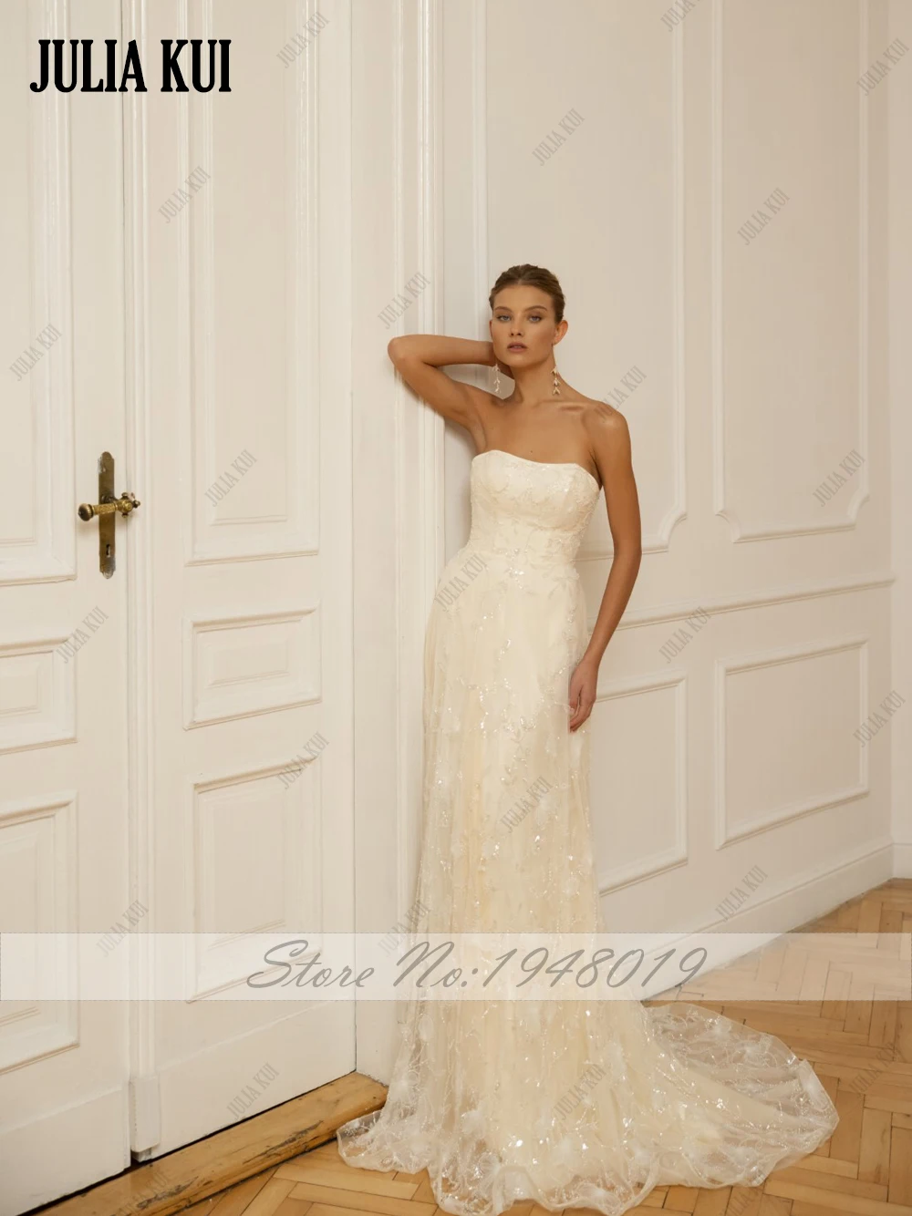 Julia kui personalizar feito a linha silhueta vestidos de casamento sem alças renda floral sem mangas 2 em 1 vestidos de noiva elegância