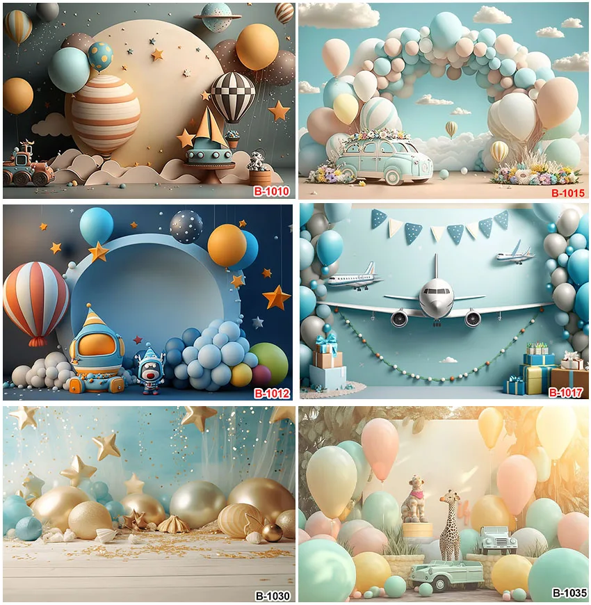 Fotografische Hintergründe für Jungen Geburtstag Kinder Baby party Dekor personal isierte Auto Luftballons Kuchen zerschlagen Hintergründe Foto kabine