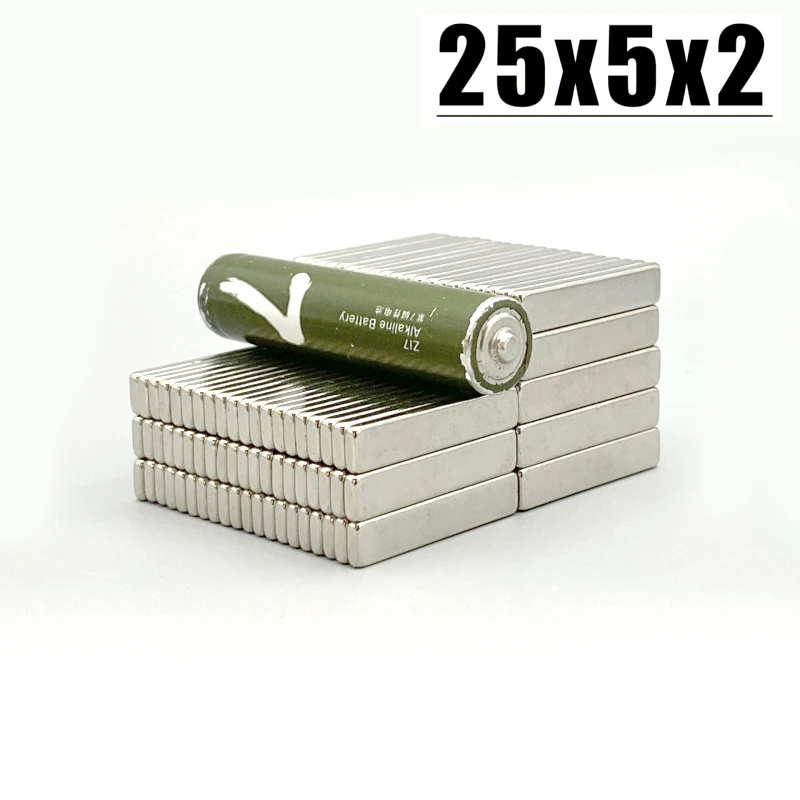 20/50/100/200 PCS 25x5x2 mm N35 Super Strong Block Neodymium Magnets Rare Earth Magnet sheet magnet 25*5*2 mm imanes