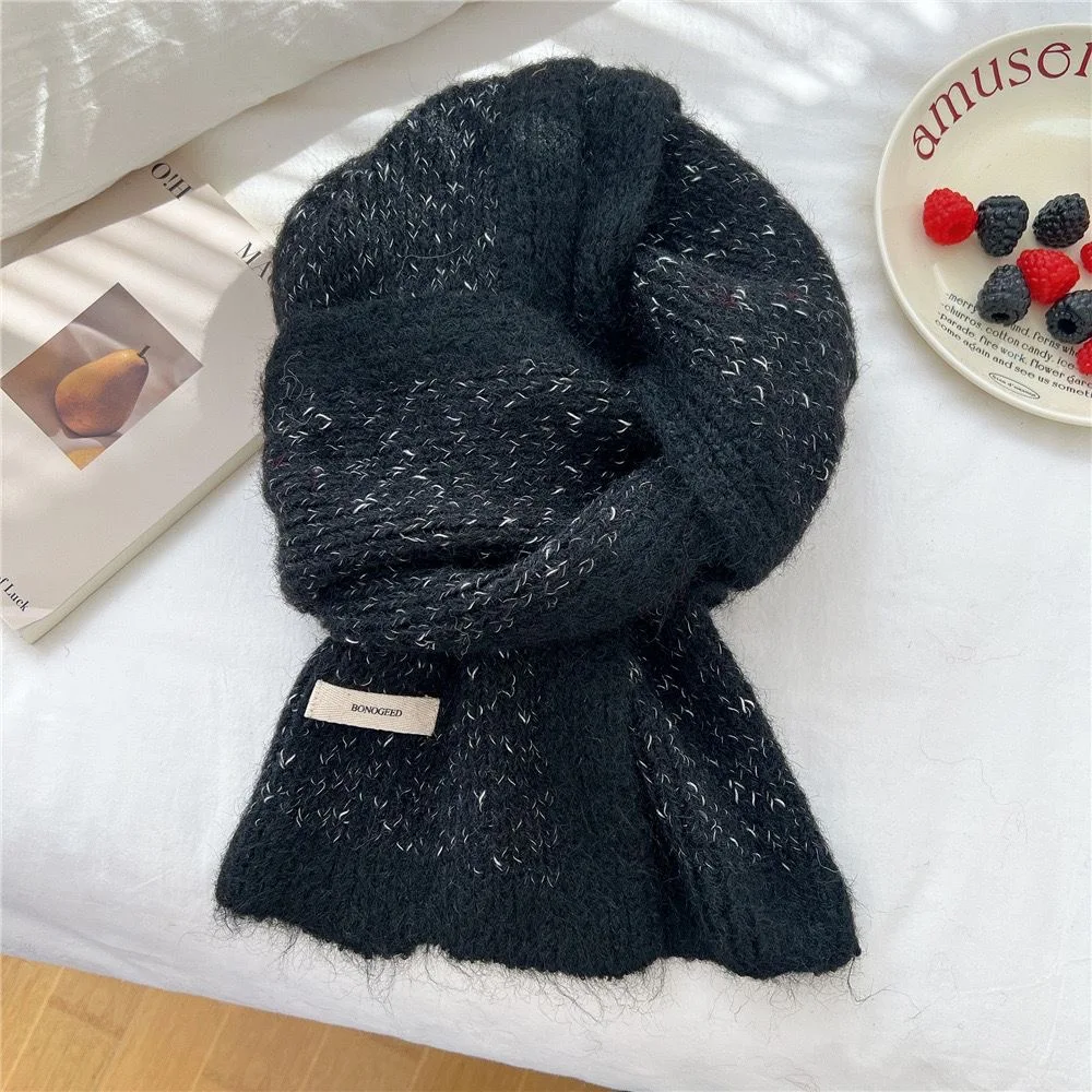 Korean atmosphere plush color block scarf women's winter 2024 new warm neck knitted wool bib couple