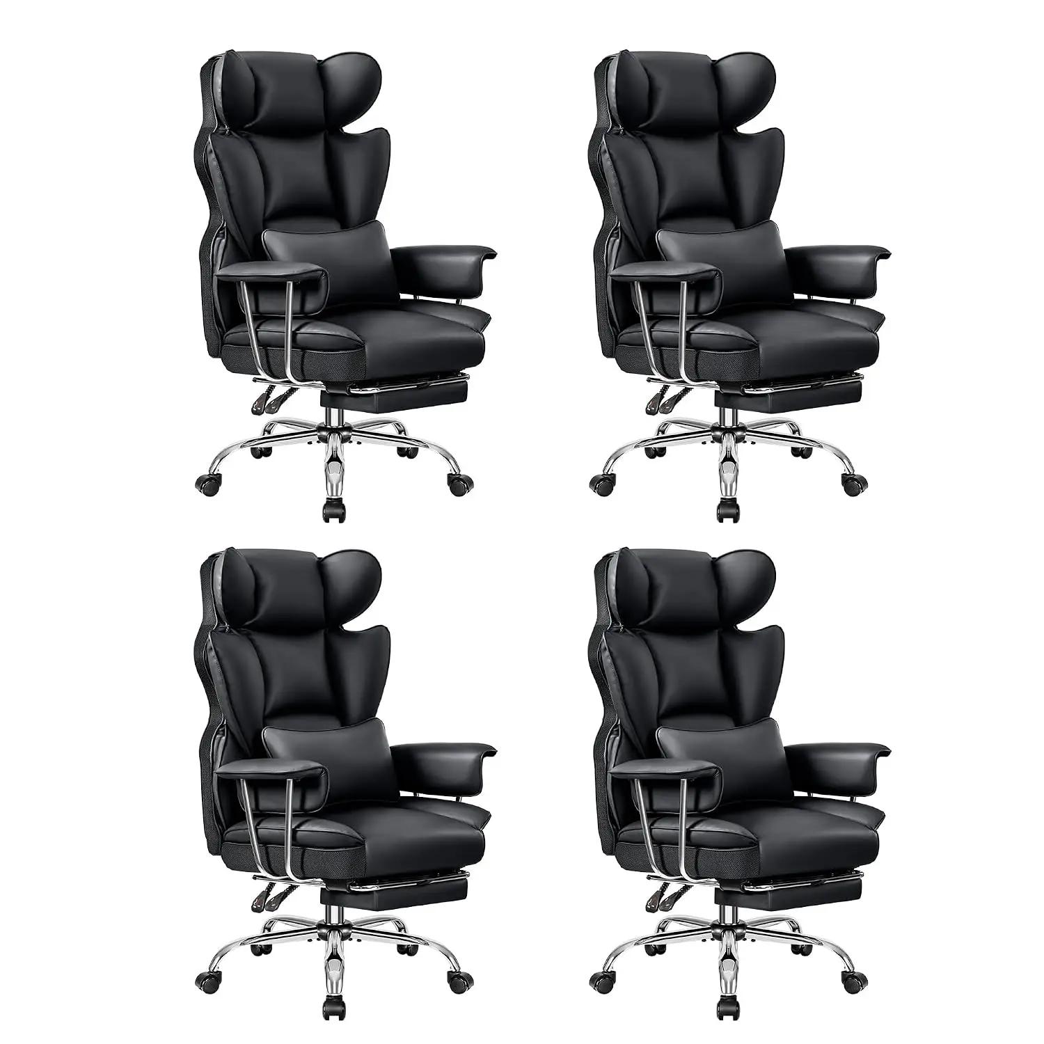 Ergonomic High Back Executive Office Chair with Footrest, Reclining Leather Computer Chair, Heavy Duty Gaming Chair