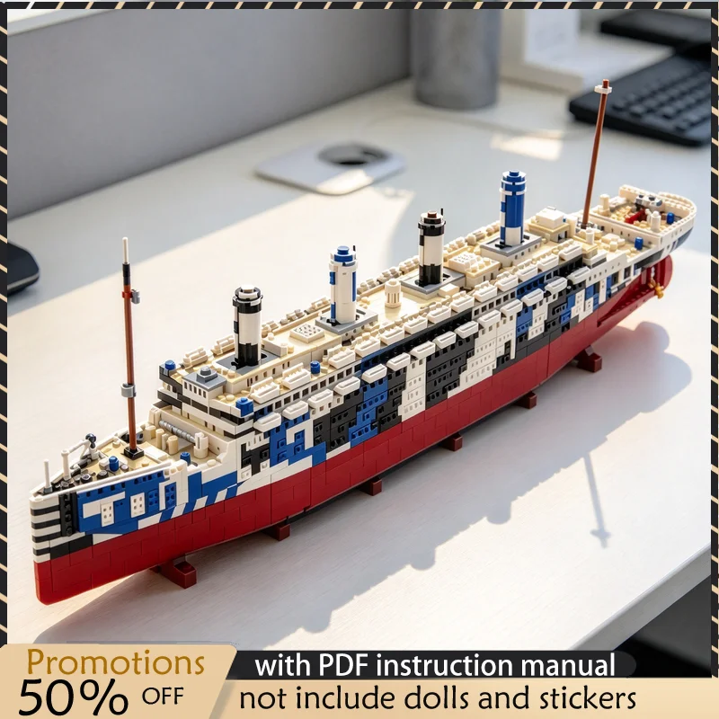 9783PCS MOC RMS Olympic Ocean Liner Ship Model Building Blocks DIY Assembly Toy Adult Collector Desktop Decoration Gift