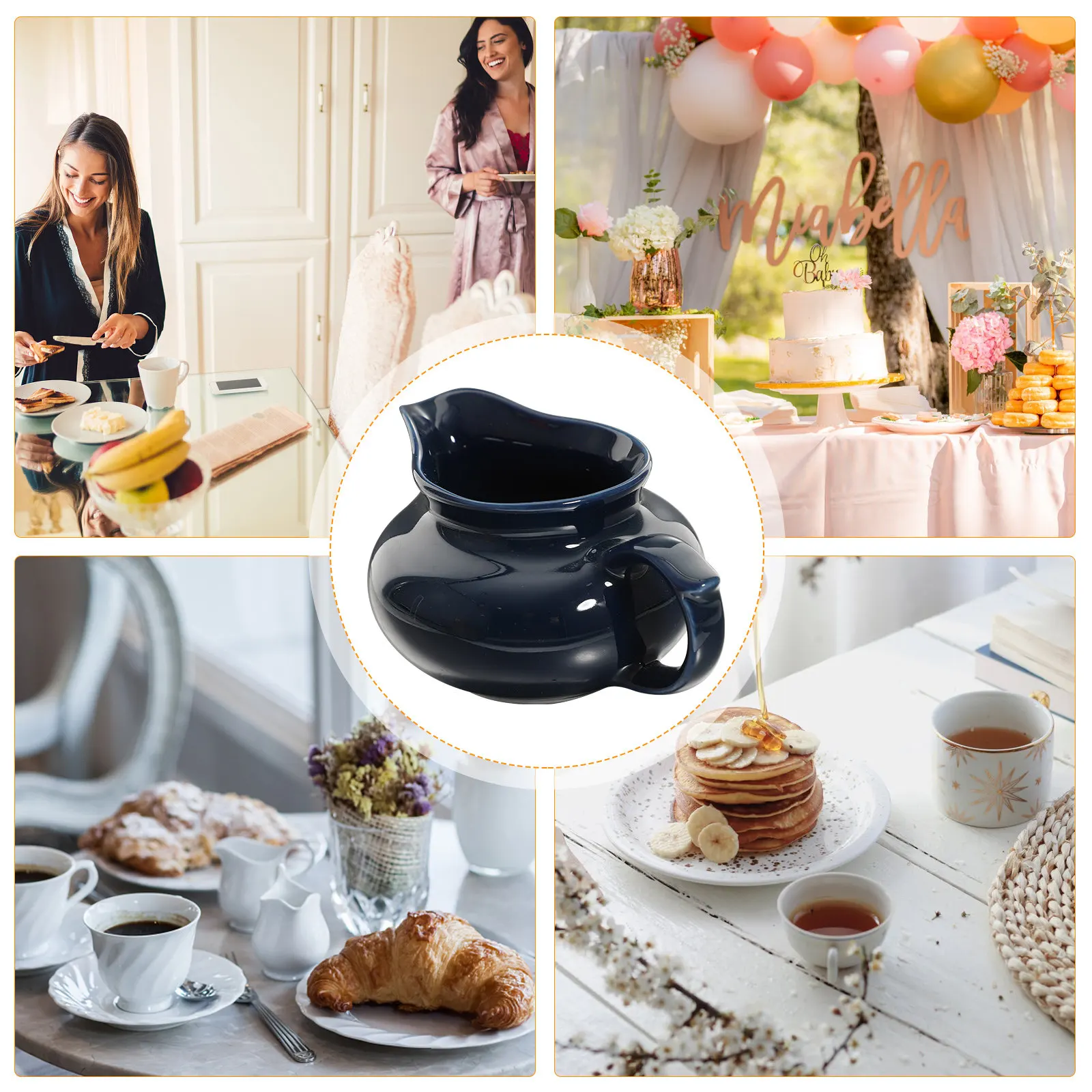 Premium Ceramic Sauce Boat Individual Serving Cup for Gravy Meat Juices Dipping Sauces Household Condiment Container