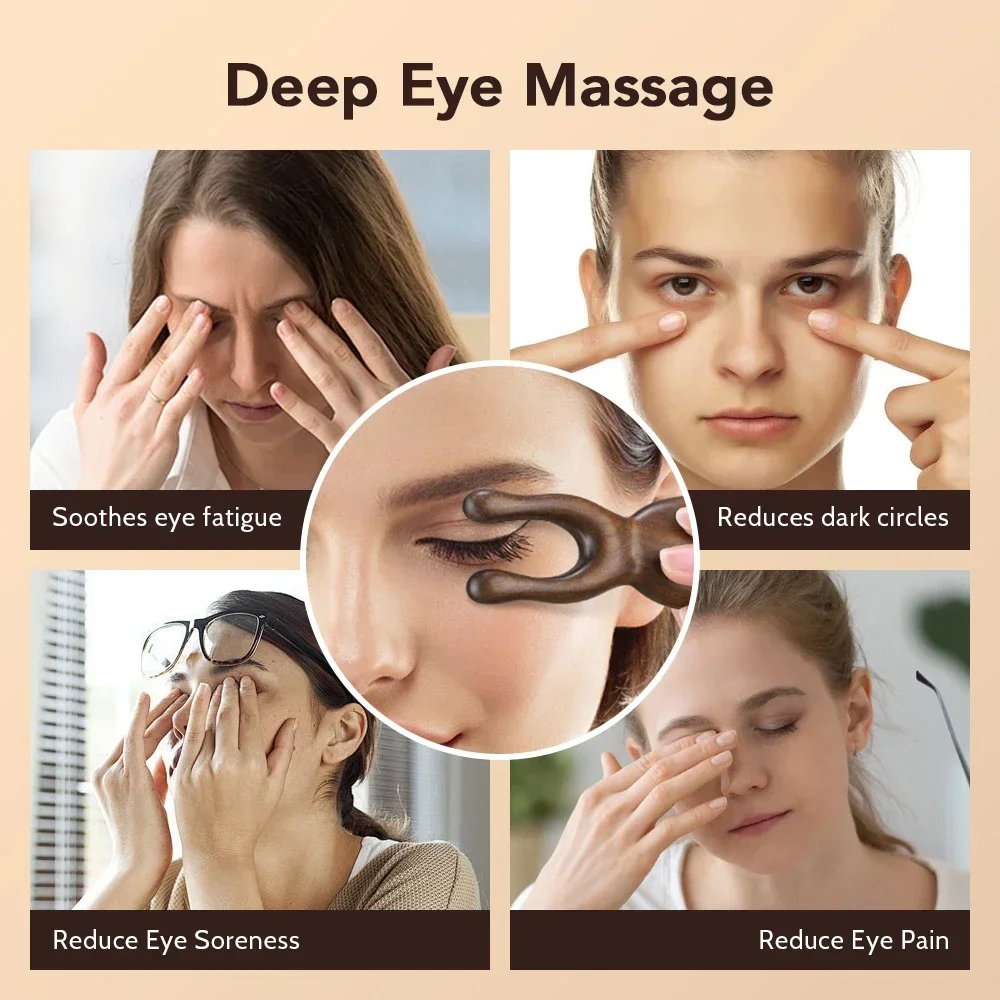 Alat Pijat Wajah Gua Sha Kayu, Alat Pijat Kepala Kayu Cendana untuk Wajah, Hidung, Mata, Alat Terapi Kayu, Alat Akupresur