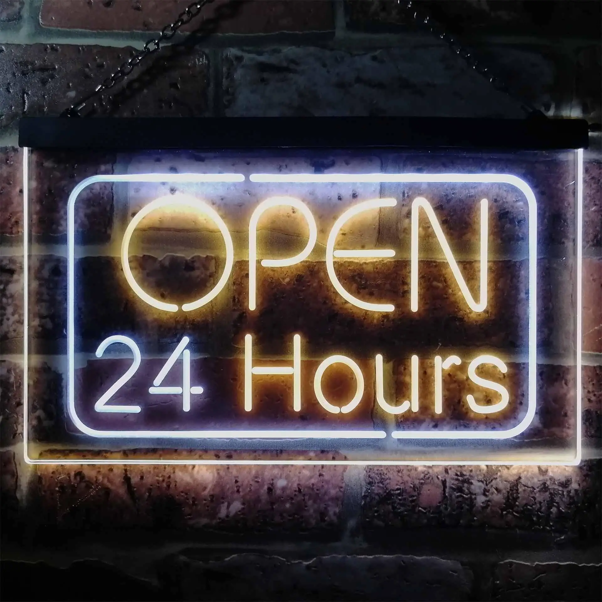 24 Hours Open Shop Overnight Dual Color Led Neon Sign st6-i2384