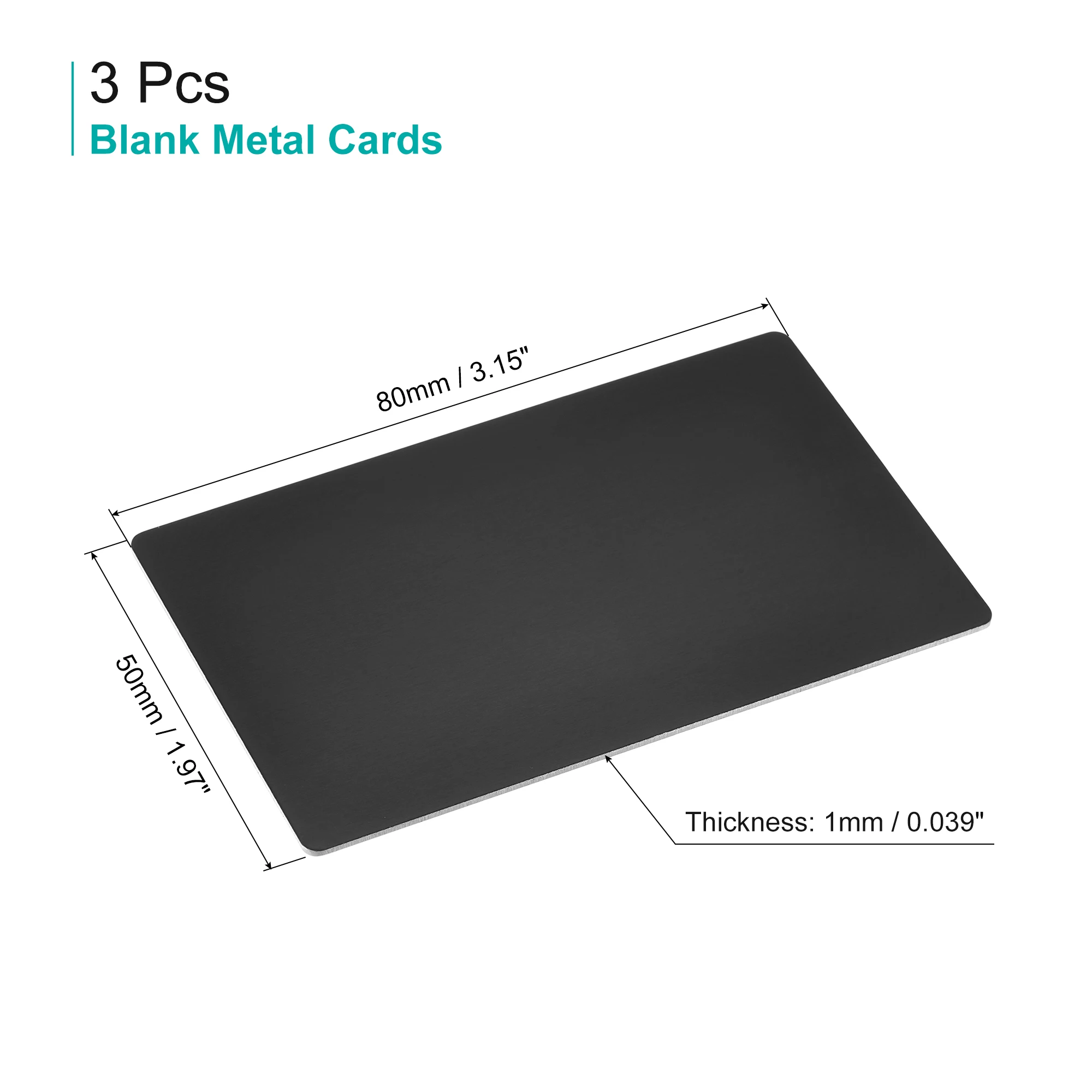 Uxcell 3Pcs Blank Metal Card 80x50x1mm Anodized Aluminum Plate Black for Nameplate