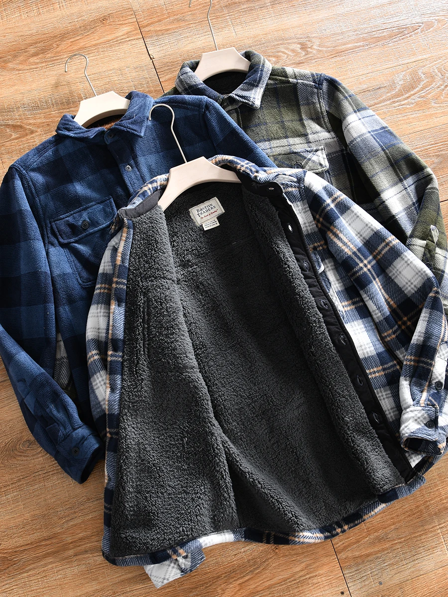 Flannel Shirt Lined - Double-Sided Fleece Plaid Shirt Jacket Thickened